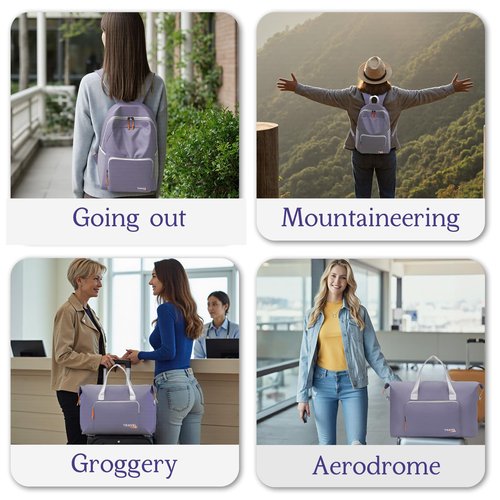 SWLIFL Foldable Hiking Backpack Small Lightweight Packable Backpack 2 Pack 20L/23L for Women Men Vacation,Hiking,Camping,Weekend Travels,Airplane Friendly Travel Bag(Purple)