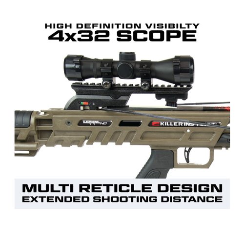 Killer Instinct Lethal HD405 Crossbow Bundle with 8 Hypr-V Crossbow Bolts and (3-Pack) Fixed-Blade Steel Tip 100-Grain Hunting Broadheads