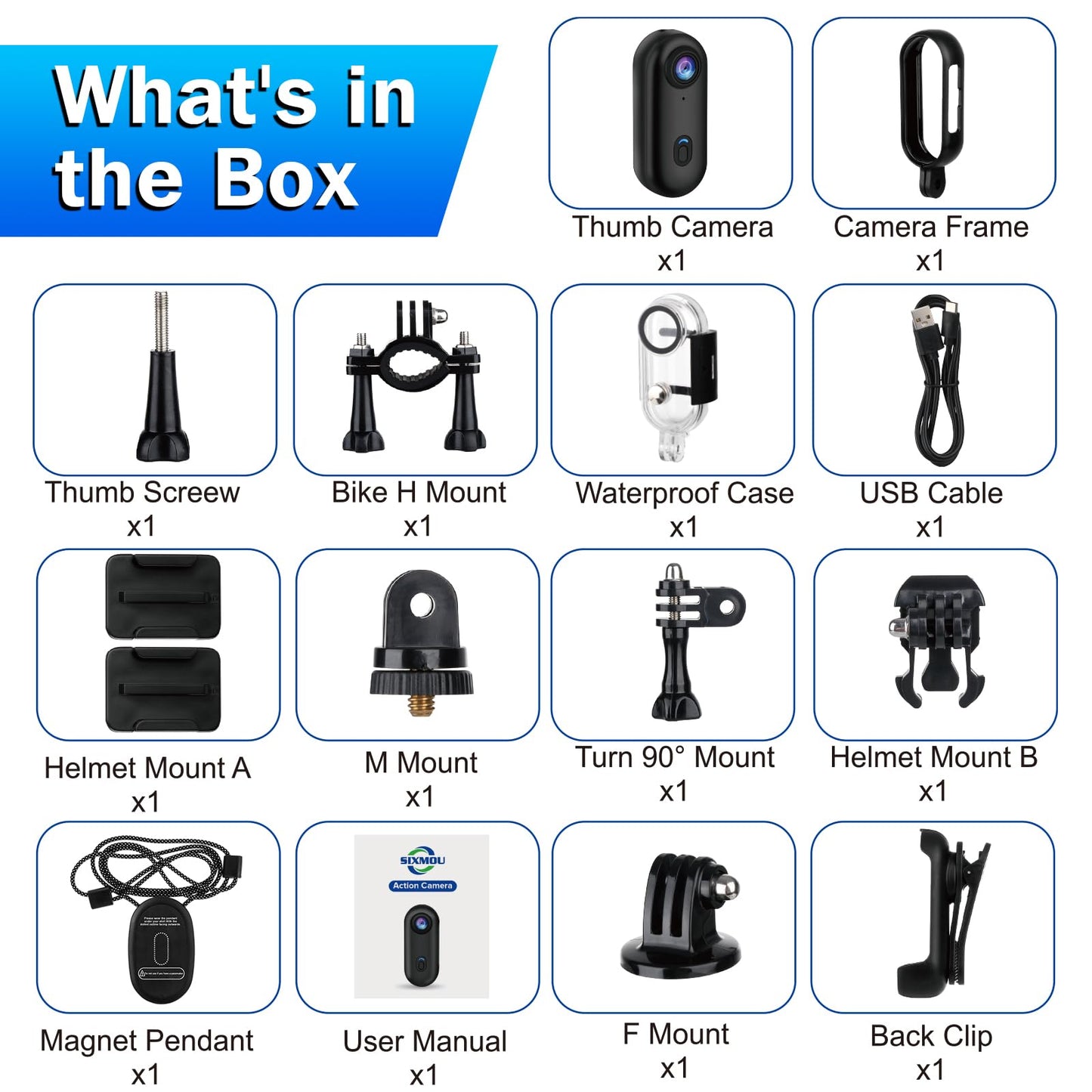 i3 4K Thumb Action Camera,Tiny Size, Mount Anywhere,Small Body Camera with Spring Clip,Portable Vlogging,Hands-Free POV Recording,Helmet Cam for Cycling,Motorcycle (with 128G-Card, Black)
