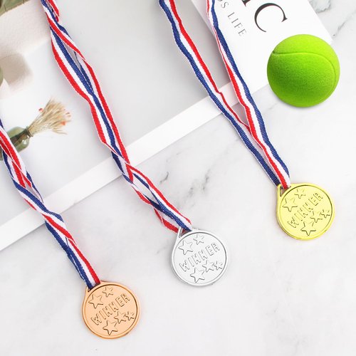 Foyods 24PCS Kids Gold Silver Bronze Award Medals for Awards, 3 Color Preschool 1st/2nd/3rd Gold Medals Graduation Grade Medals Bulk for Sport Celebration Souvenir Golden Silvery Medal