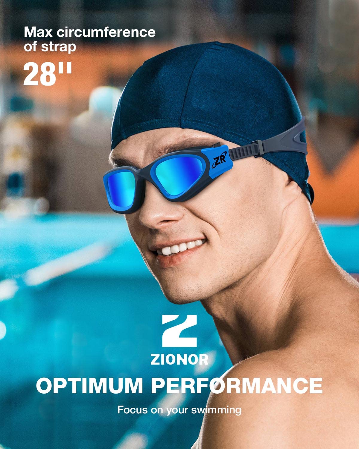 ZIONOR Swim Goggles, Upgraded G1 Polarized Swimming Goggles Anti-fog for Adult Men Women A1 (Polarized + Mirror Blue)