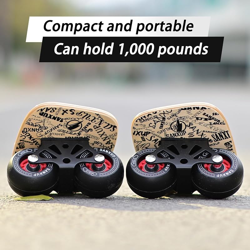 Sanxup Freeskates Black - Portable Roller Road Skates Plate with Aluminum Deck, Non-Slip, PU Wheels