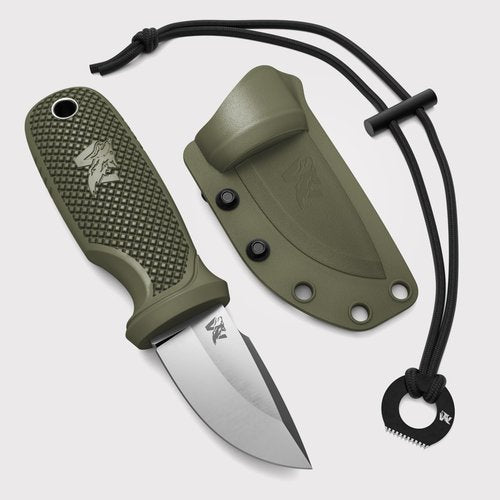 ODENWOLF W-MINI - EDC Neck Knife with Sheath and Necklace - Small EDC Fixed Blade Knife Necklace and Belt Clip - Pocket Fixed Blade Knives - Full Tang Neck Knife with Sheath Tactical and Fire Starter
