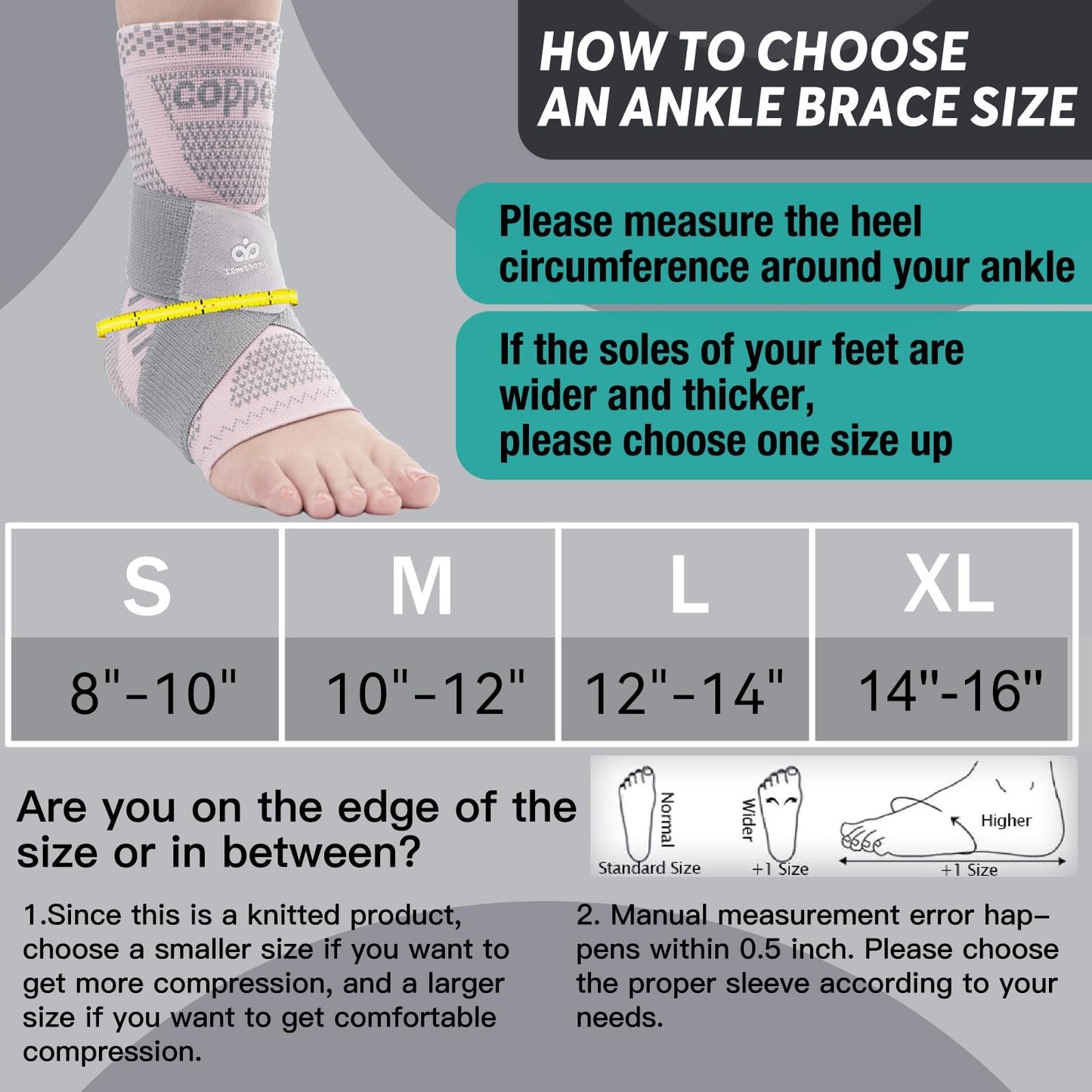 INDEEMAX Ankle Brace for Women & Men, Ankle Compression Sleeve Support Copper Infused Ankle Brace for Sprained Ankle, Plantar Fasciitis Sports, Achilles Tendonitis Pain Relief, Pink Silver, M