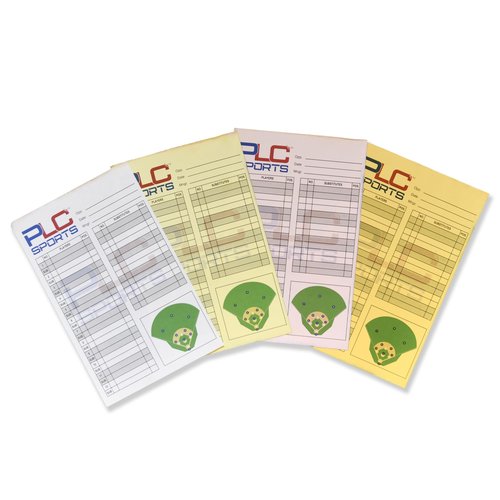 PLC Sports Baseball Softball Lineup Cards | 4 Part Carbon Copy | 5.5" x 8.5" | 12 Player Batting Order with Substitutes | Pack of 30