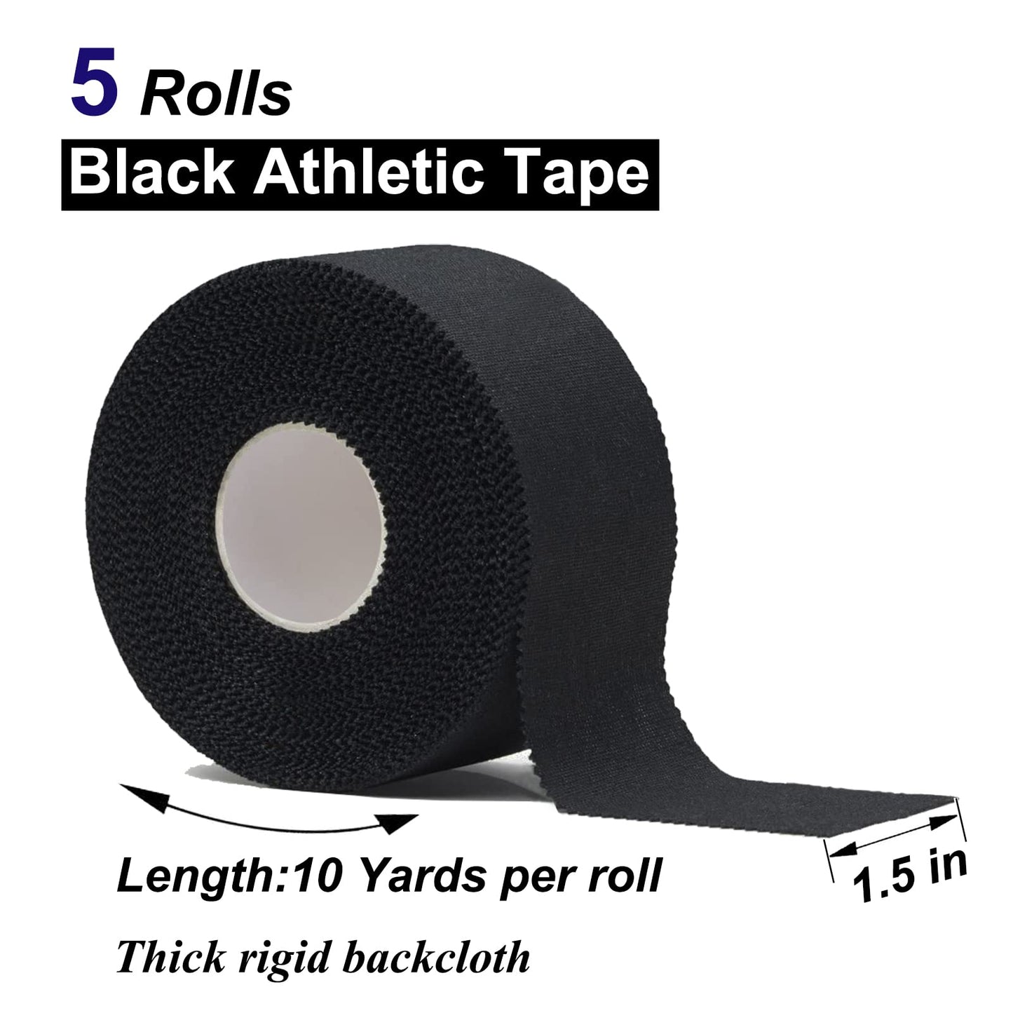 ADMITRY Athletic Tape,5 Pack Black Sports Tape