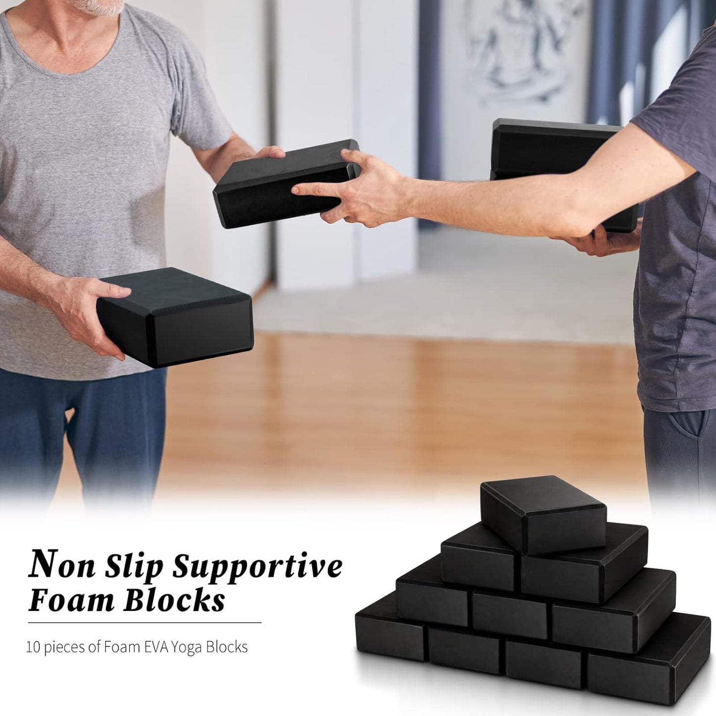10 Pcs Foam EVA Yoga Blocks Lightweight Non Slip Supportive Yoga Bricks for Pilates Stretching and Meditation, Women Men Yogi Beginners