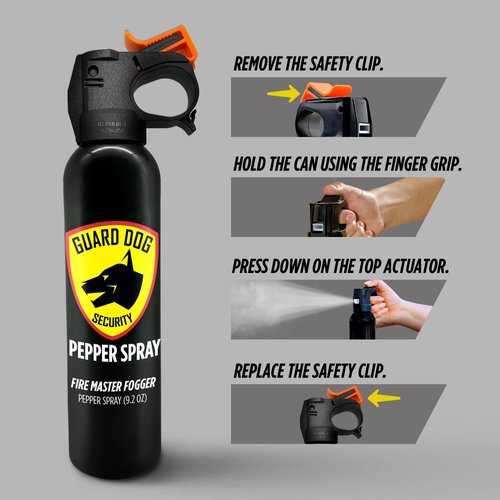 Guard Dog Security Pepper Spray Self Defense and Air Horn, Maximum Strength Self Defense Tool with UV dye and Loud Air Horn for Outdoor and Personal Safety