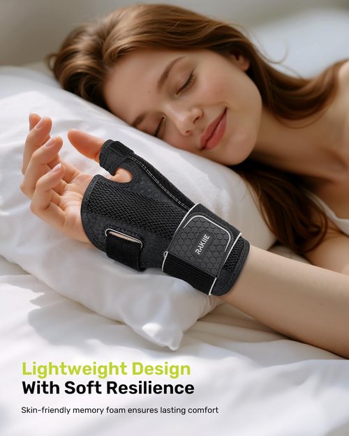 Rakiie Wrist & Thumb Brace 5X Powerful Support, Carpal Tunnel Wrist Brace 3 Adjustable Straps, Night Thumb Splint for De Quervain's Tenosynovitis, Tendonitis Pain Relief, Left Hand, Gray S/M(5.51-7.48")