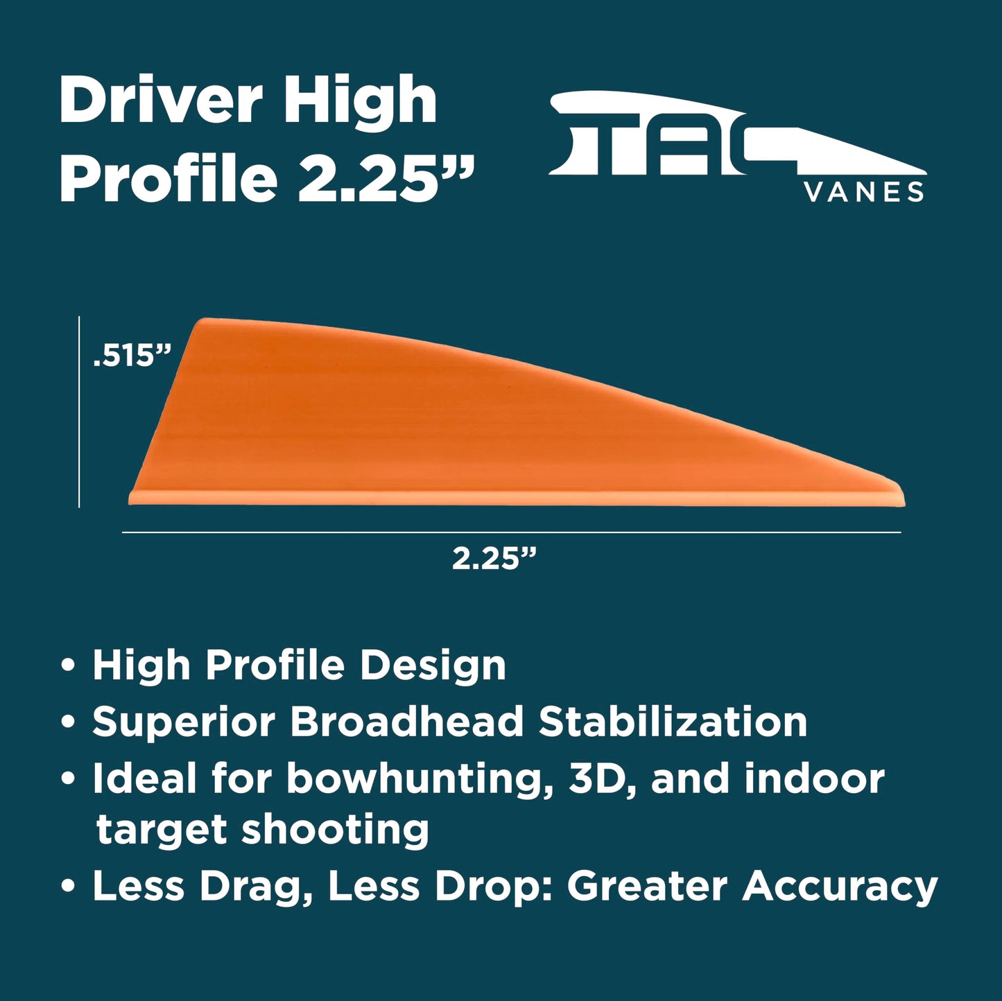 TAC Vanes Driver High Profile 2.25" Arrow Vanes, Black 100 Pack, Archery Fletching Vanes for Arrows, Durable Bonding Design, Built for Stable Flight in Hunting & Target Shooting