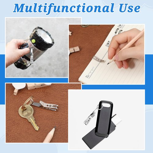 Tweruna 5 Pack Deep Carry Pocket Clip with Keychain, Heavy Duty Stainless Steel Multi-purpose Belt Clip, Portable Suspension Keychain Pocket Clips