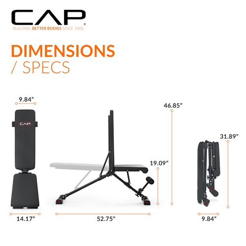 CAP Barbell Foldable Adjustable Weight Bench ??Durable, Space-Saving, and Fully Adjustable for the Ultimate Home Gym Performance