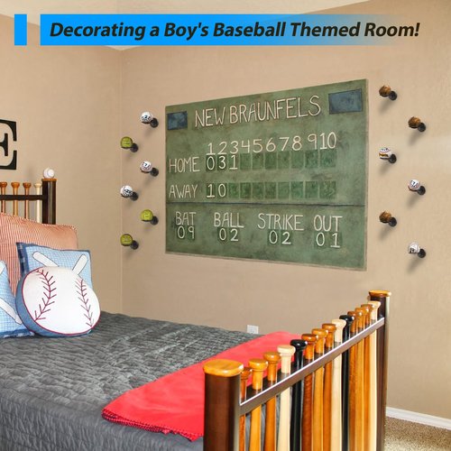 LEVENDOR 3Pcs Baseball Holder Wall Mount Rack,Heavy Duty Metal Baseball Holders for Display,Baseball Wall Mount Storage Rack for Game Ball,Memorabilia Softball Holders for Display