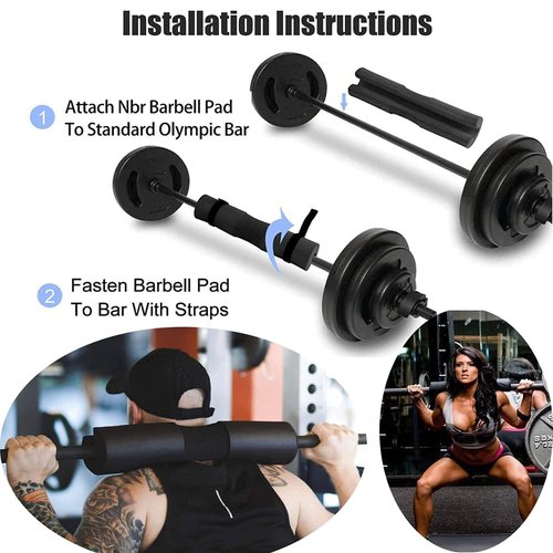 Squat Pad - Foam Barbell Pad for Squats Cushion, Lunges & Bar Padding for Hip Thrusts - Standard Weight Bar Pad - Provides Cushion to Neck and Shoulders While Training (Black)