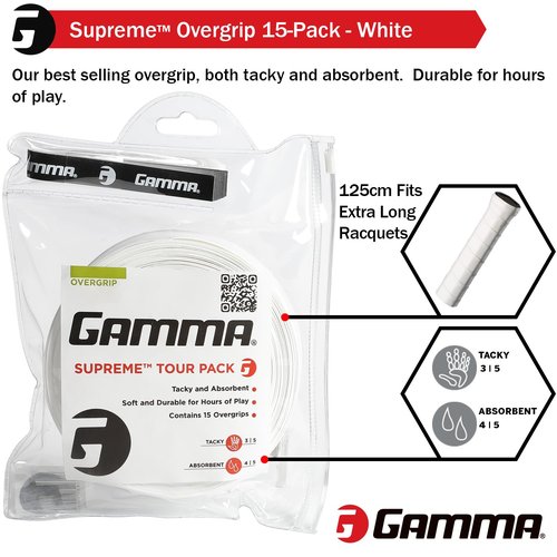 GAMMA AGSO10 Supreme Overgrip White, 3 pack