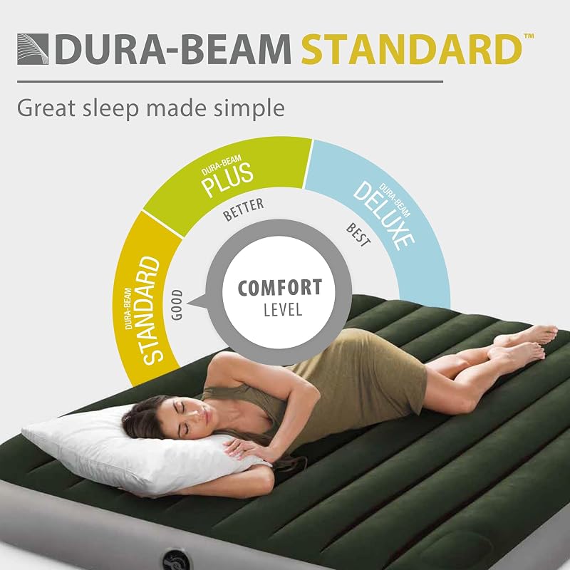 Intex Dura-Beam Downy 10" Queen Air Mattress with Built-In Foot Pump - Variation 1+Queen
