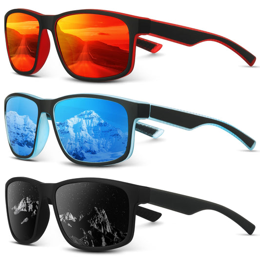 Foliful Square Polarized Sunglasses for Men and Women, Mens Sunglasses UV Protection with Lightweight Frame Sun Glasses
