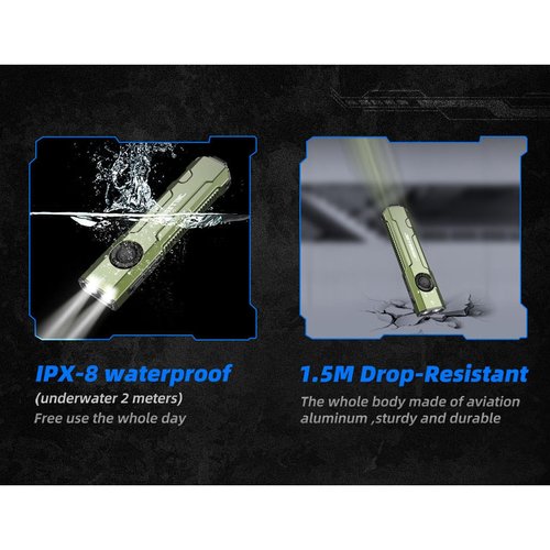JETBeam E26 EDC Tactical Flashlight,3000 LumensDual White Light Source Output with Green Beam,5 Modes+Rear Flash,USB-C Rechargeable Flashlight,IPX8 Waterproof Rating,for Outdoor,Everyday Use,Work