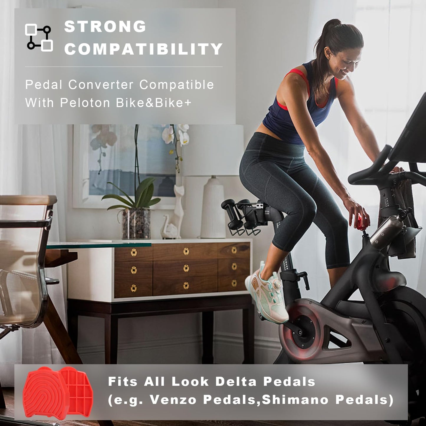 Enhance Your Peloton Ride with Sneakers - Pedal Converters Compatible with Peloton Bike & Bike+, Flat Platform Clipless Pedal Upgrade