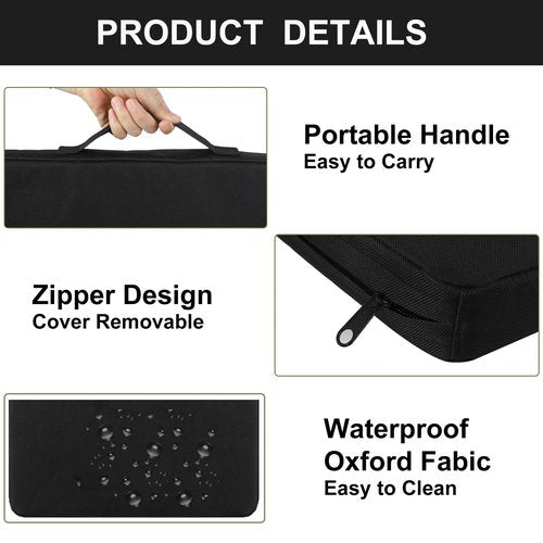 UCOMFEEL Portable Stadium Seat Cushions with Waterproof Oxford Cover, 16.6x13x2 inches, High Density Foam, Carrying Handle, Set of 3 (Black)