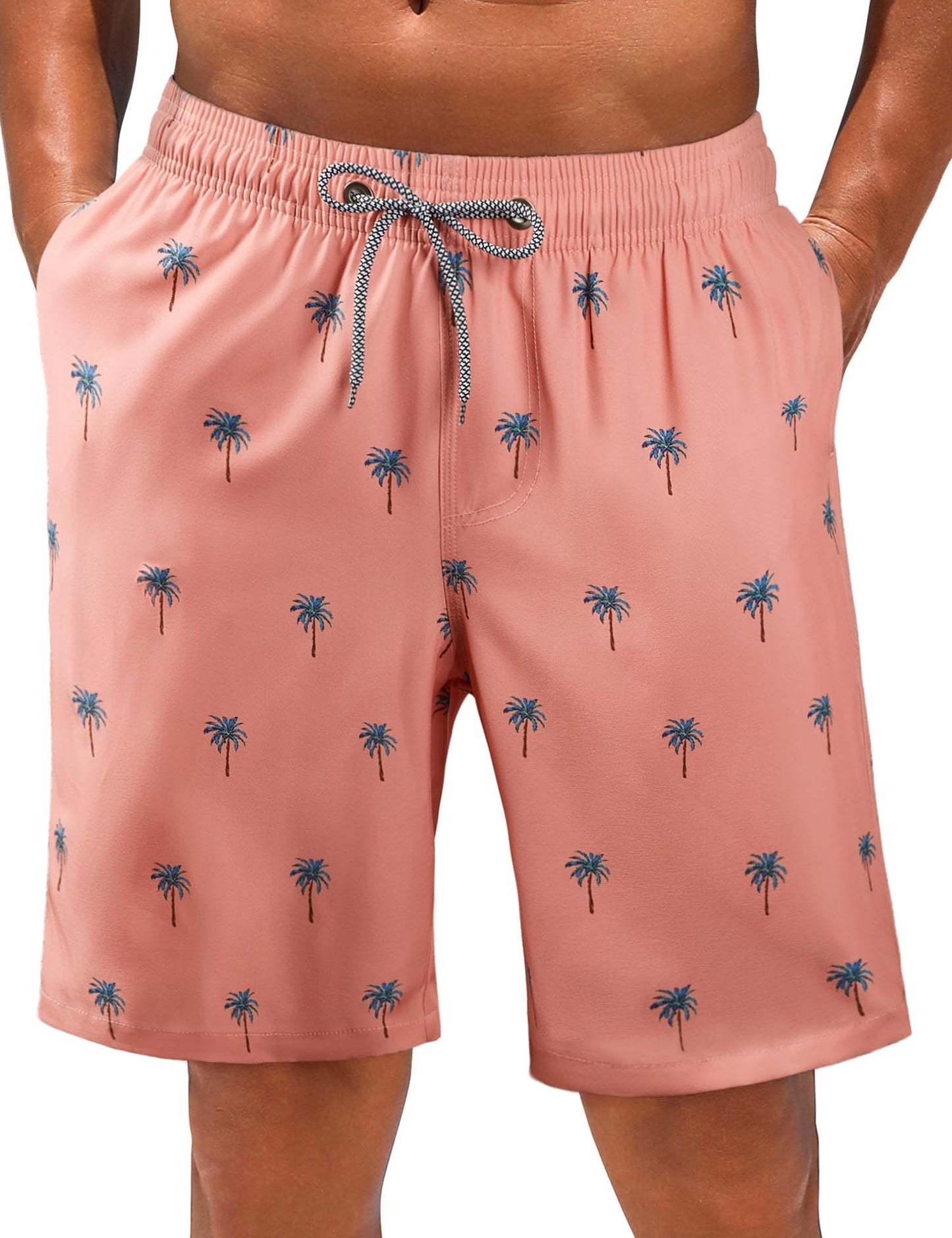 ELETOP Men's Swim Trunks Quick Dry Bathing Suit Swimming Board Shorts Mesh Lining Beach Swimwear Orange Pink 3XL