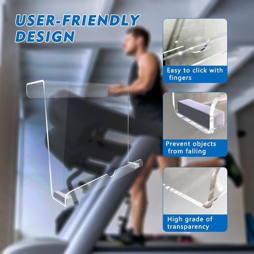 Qsxou Treadmill Tablet Holder, Exercise Bike Reading Stand,Acrylic Book Holder, Clear Acrylic Stand for Tablet, Magazines and Books（8.5 x 9.5 x 3.3 Inches）