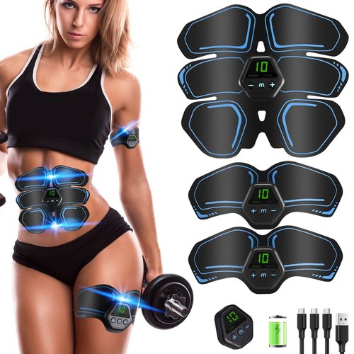 Ab Muscle Toner & Trainer ??EMS Muscle Fitness Device with LCD Screen ??USB Rechargeable Core Workout Gear for Abs, Arms & Legs