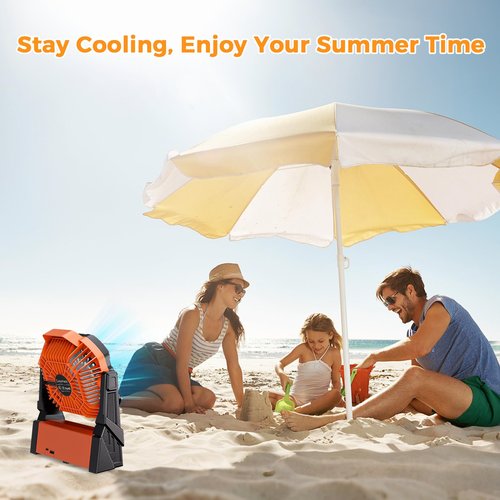 CosyHack Portable Camping Fan, 20000mAh Rechargeable Battery Operated Fans with Lights, Outdoor Beach Tent Fan, 4 Speed, Adjustable Brightness for Picnic, Barbecue, Fishing, Office, Home