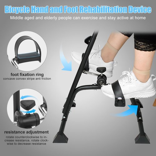 tinysiry Pedal Exerciser Bike Hand Arm Leg Knee Peddler, Adjustable Fitness Recovery Equipment with Monitor, Elderly Physical Therapy Exercise Bike floor bike pedal exerciser for Seniors Total Body