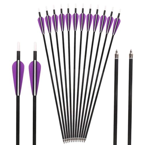 ARCTIRA Archery Hunting Arrows for Compound Bow 12 Pcs Carbon Arrows with Removable Arrowheads Adjustable Nocks for Recurve Bow for Adults Targeting 31 inch