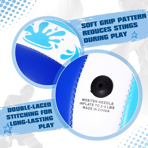 Leitee 5/8.5 Inches Waterproof Volleyball Swimming Pool Water Volleyball with Soft Cover and Pump for Teens Adults Pool Beach Game Outdoor Indoor(Blue/Light Blue/White,8.5 Inch)