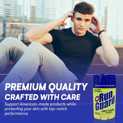 Run Guard Original Anti-Chafing Balm - Highly Effective USA Made Chafe Stick for Runners & Athletes - Sweat & Water-Resistant Formula - Sports Running Anti Chafe Soothing Balm Stick - 40g