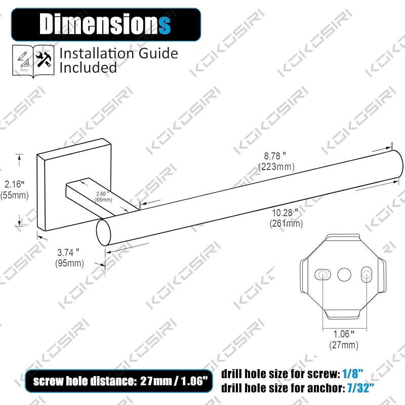 Oil Rubbed Bronze Towel Bar - Wall Mount Hand Towel Holder, Stainless Steel