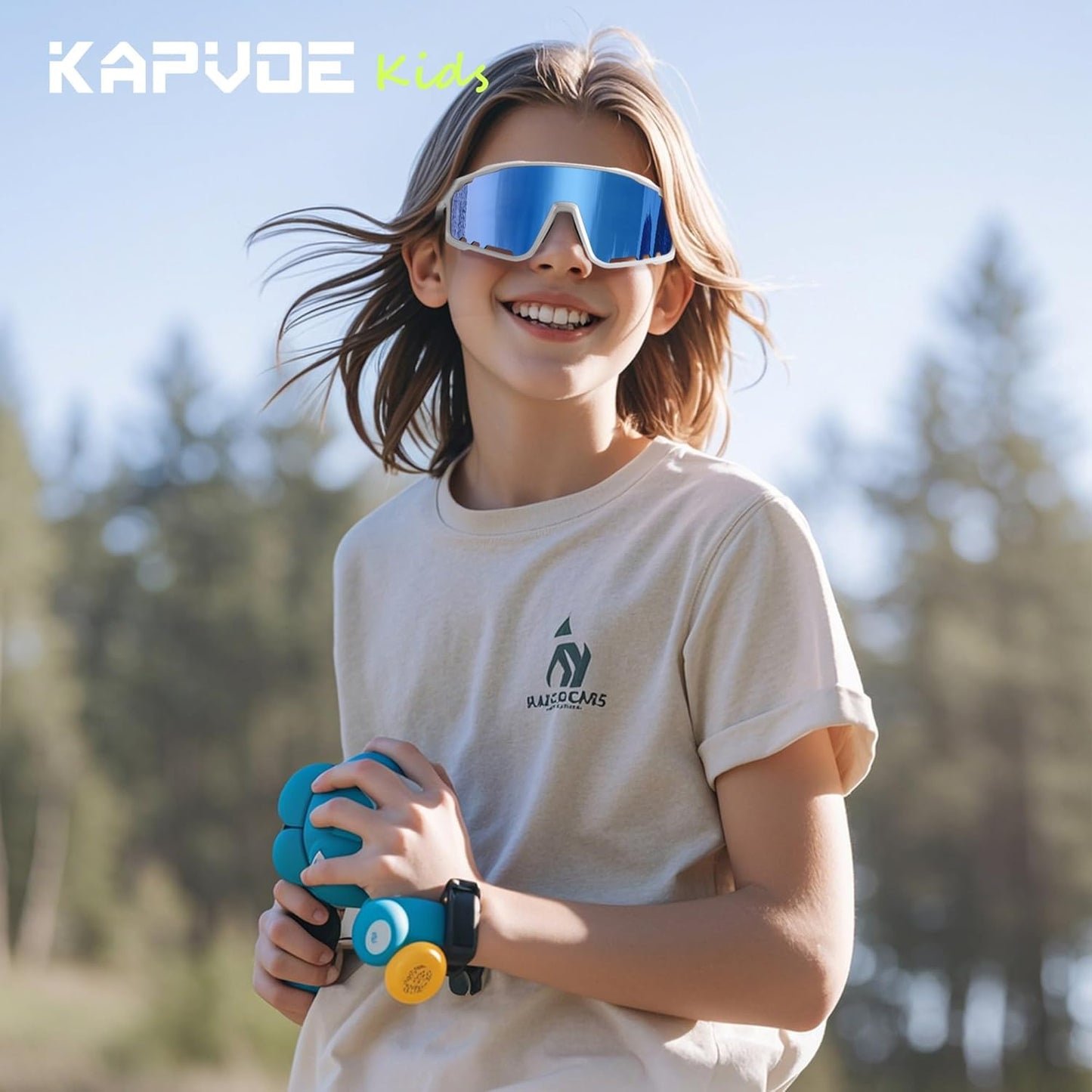 KAPVOE Kids Baseball Glasses Youth Polarized Sports Sunglasses Softball Cycling Running Shades Boys Girls Age 3-14 - K9033