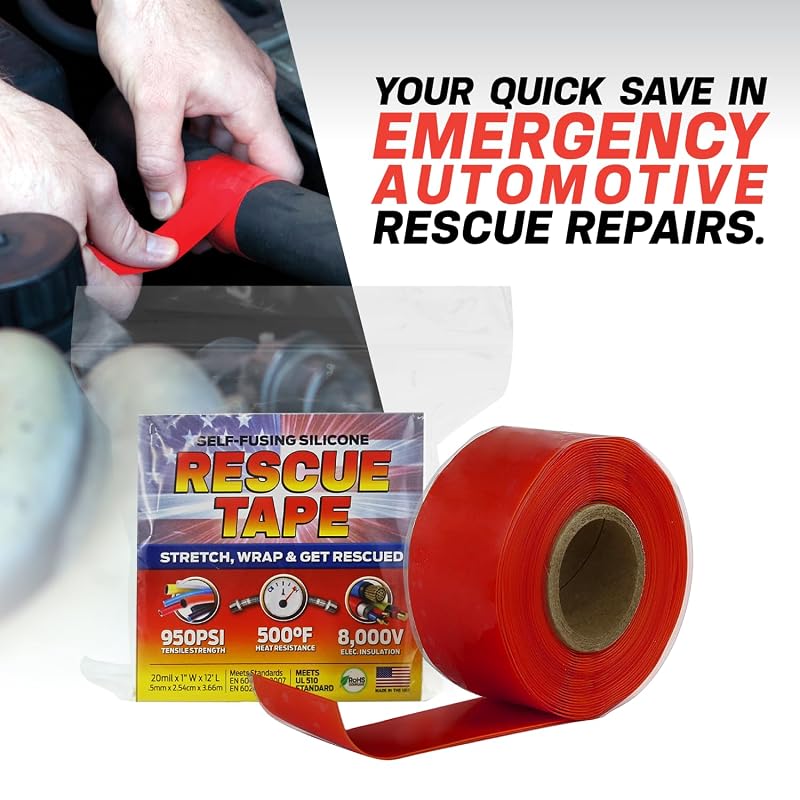 Rescue Tape Self-Fusing Silicone Emergency Repair Tape 1" x 12' - Red