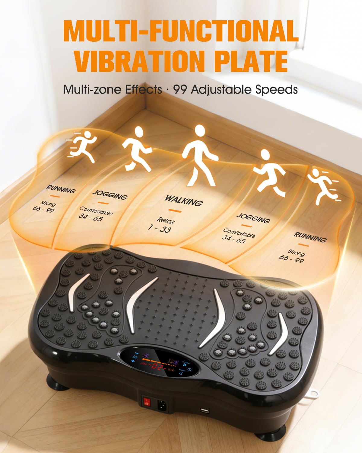 Movpeak Vibration Plate Exercise Machine, Full Body Vibration Platform for Lymphatic Drainage, 99 Speed Levels, 5 Workout Modes & Resistance Bands, Home Gym Equipment for Shaping, Toning & Weight Loss
