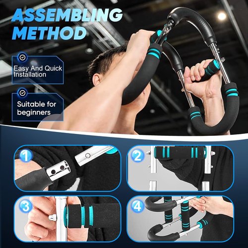 Adjustable 40-100lb Twister Arm Trainer - Portable Chest, Shoulder & Arm Workout Equipment - Detachable Forearm Strengthener for Home Fitness(Blue-Black)