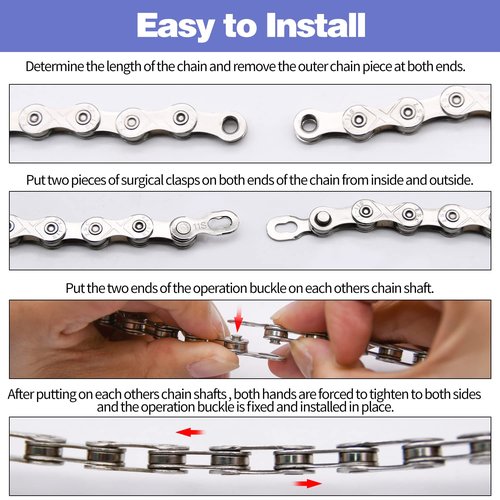 Bike Chain Kit, Single Speed Multi-Function Bike Mechanic Repair Kit, Chain Breaker and Bike Link Plier with Hook and 6 Pairs Bicycle Buckle, Reusable (Single Speed Bike Chain Kit)