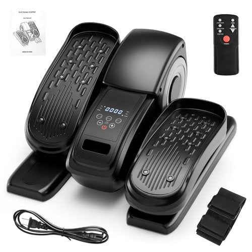 Under Desk Elliptical Machine Electric Leg Exerciser for Seniors Quiet Portable Electric Seated Pedal Exerciser for Home Adjustable Speed Remote Control & Display Monitor BlackSilver