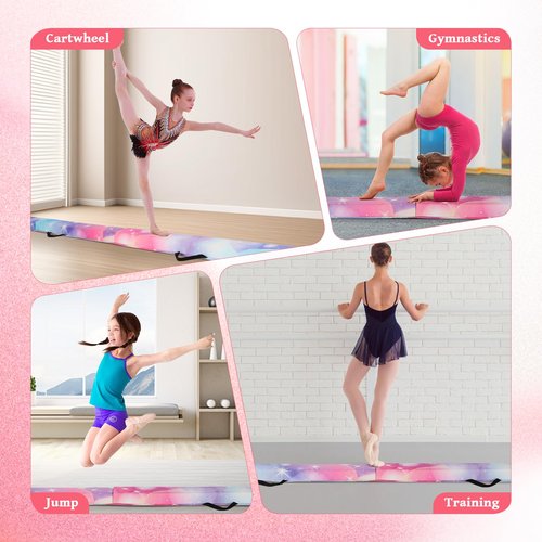 FAHKNS Balance Beam for Kids 3-5 Folding Balance Beam Gymnastics for Home Toddler Gymnastics Balance Beam Starlight