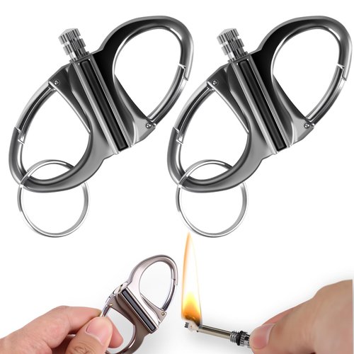 Keychain Lighter, Permanent Match Infinity Kerosene Refillable Lighter, Gift Outdoor Emergency Life Saving Equipment(2pc)