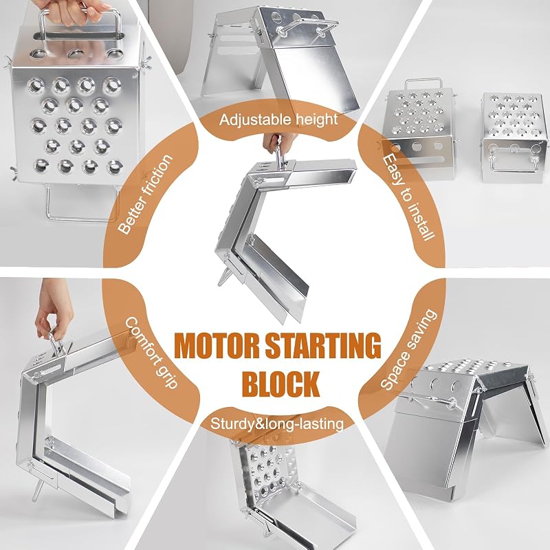 Adjustable 3-9 in Moto Starting Blocks with Silver Finish – Foot Stool for Dirt Bike, Strong Support