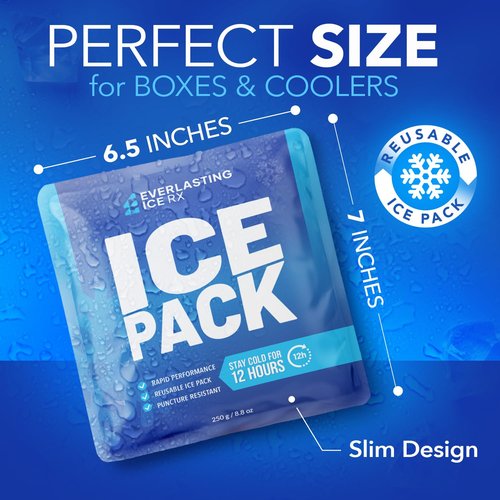 Rapid Performance Reusable Ice Packs for Coolers or Lunch Box | 8 Combo Pack | Cold for Up to 12 Hours | Ice Packs for Cooler, Long Lasting for Camping, Beach