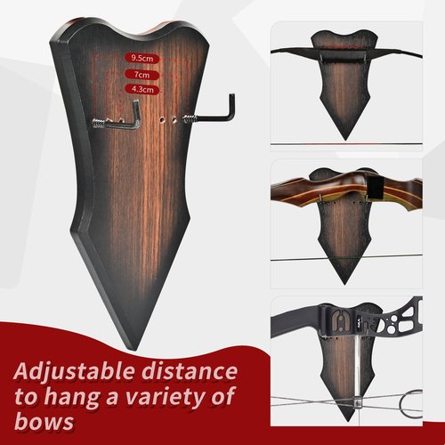 SPG Archery Bow Wall Mount - Horizontal Bow Display Stand Adjustable Bow Hanger for Compound Recurve Bow Longbow Space-Saving Holds Up to 13lbs (Small)