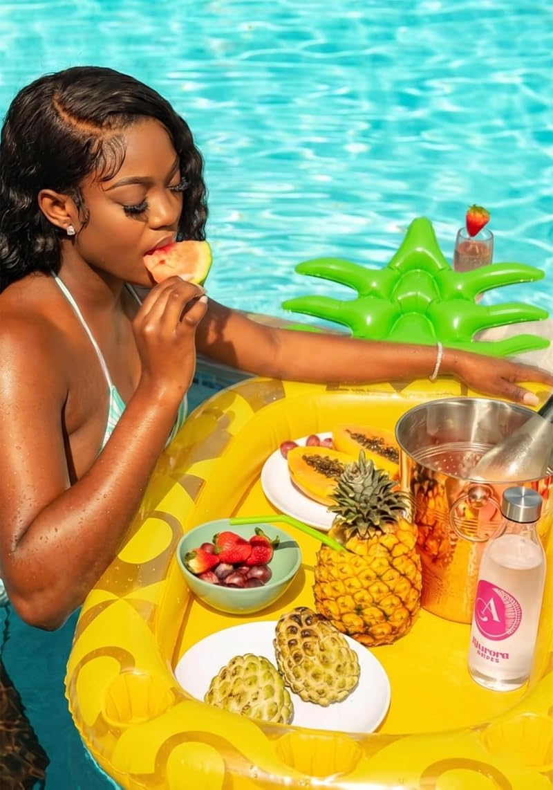 Inflatable Pineapple Drink Holder Float - 31 inch Pool Party Cooler