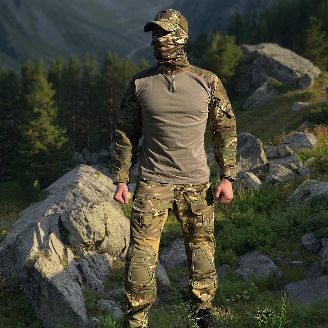 IDOGEAR OUTDOOR Men’s G3 Combat Uniform Tactical Camouflage Apparel Set For Hunting Airsoft Paintball Milsim With Knee Pads(camo,Medium)
