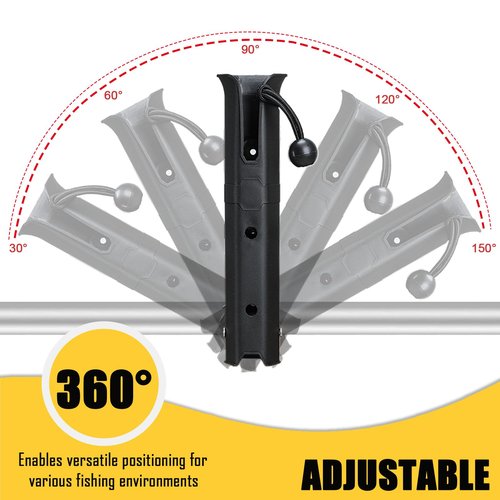VEXPLO Adjustable Pole Mount Bike Fishing Rod Holder for Bicycle, Chairs, Cart, Scooter, Motorcycle, ATV & Beach Car, Bike Fishing Pole Holder Rack with Mount Clamp (1.6" Inner Diameter)