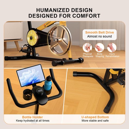 Exercise Bikes for Home,Indoor Cycling Bike with Adjustable Magnetic,Brake Pad Resistance Silent Belt Drive,330lbs Weight Capacity &Upgraded Version Seat for Home Cardio&Weight Loss(Classical Exercise Bikes Plus)