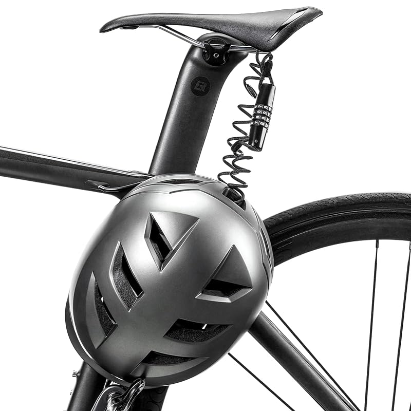 ROCKBROS Helmet Lock - Retractable 4-Digit Cable Lock for Bikes (Variation: Bend)