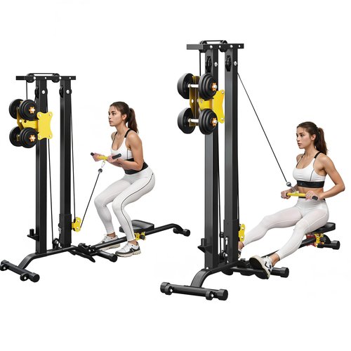 SogesPower LAT Pull Down Machine for Home Gym,Heavy Duty Cable LAT Pull Down & Seated Row Workout Station with Adjustable Resistance, High Pulley System for Back, Shoulder & Arm Exercises